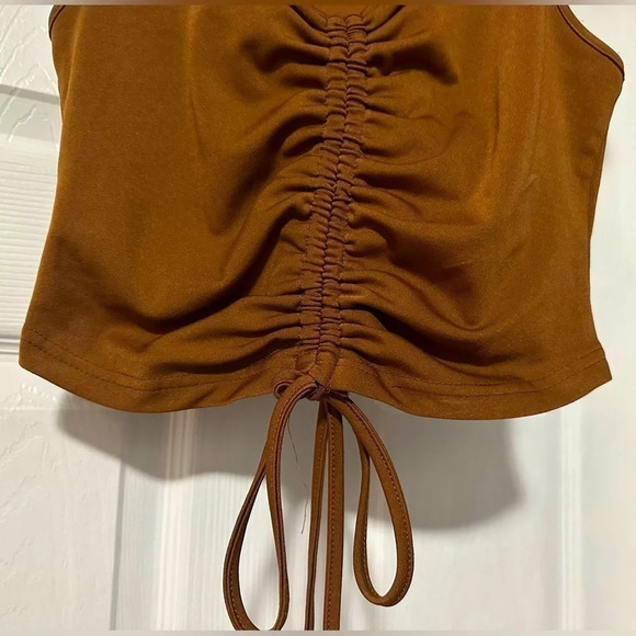 SHEIN Qutie Solid Drawstring Ruched Tank Crop Top - Picture 2 of 7